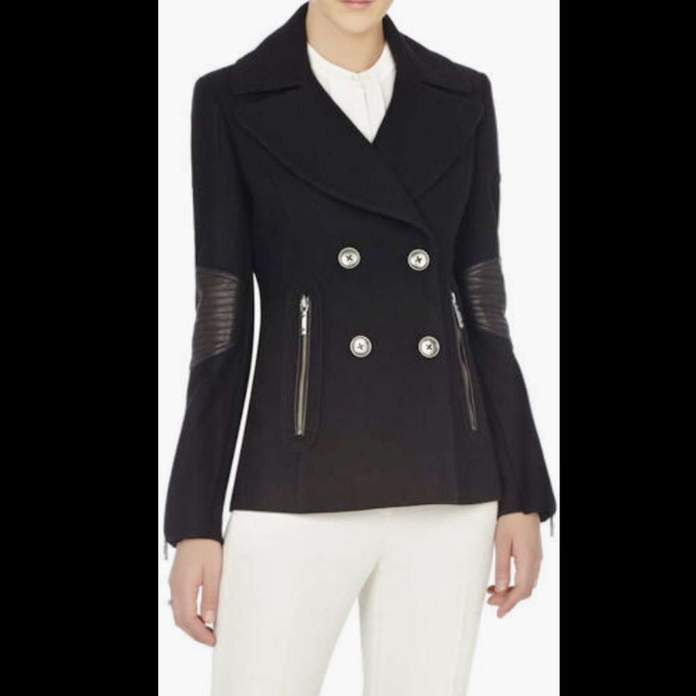 NWT BCBG “Lindsey” Charcoal Grey Pea Coat